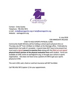 CHM To Hold Sports Physical Clinic