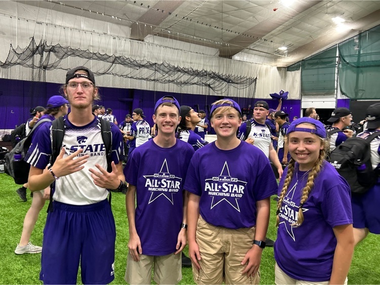 Matthew, Rhett and Isabelle with Jacob at K-State All Star Marching Band 