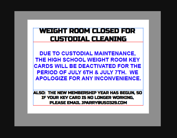 Weight Room Closure